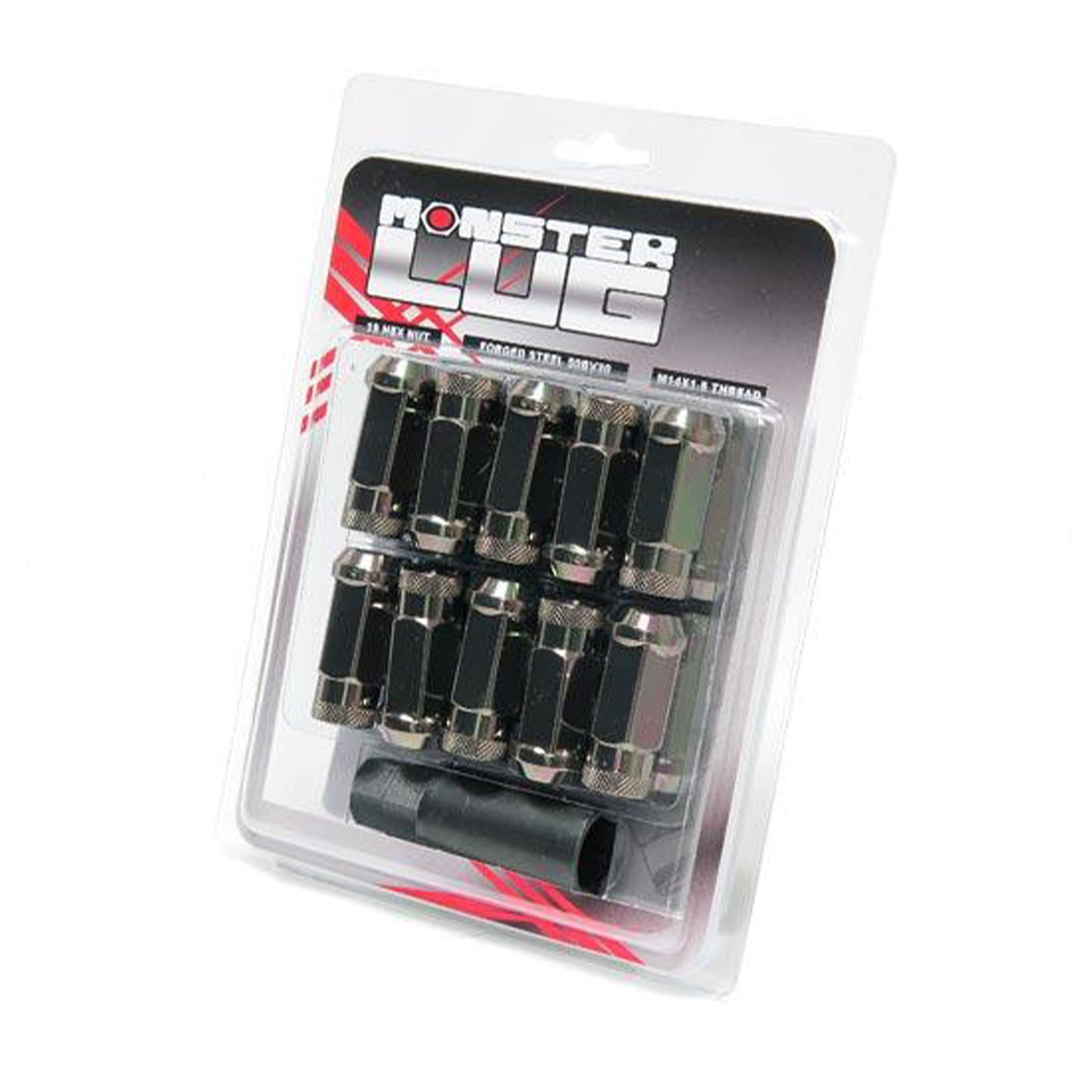 Wheel Mate Monster Open End Lug Nut Set of 20 - Black Chrome 14x1.50